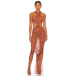 BRONX AND BANCO Larissa Dress in Copper MAXI CROCHET